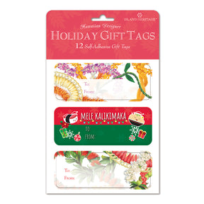 Adhesive Gift Tag 12 Pack, Leis of Aloha and Local Grindz