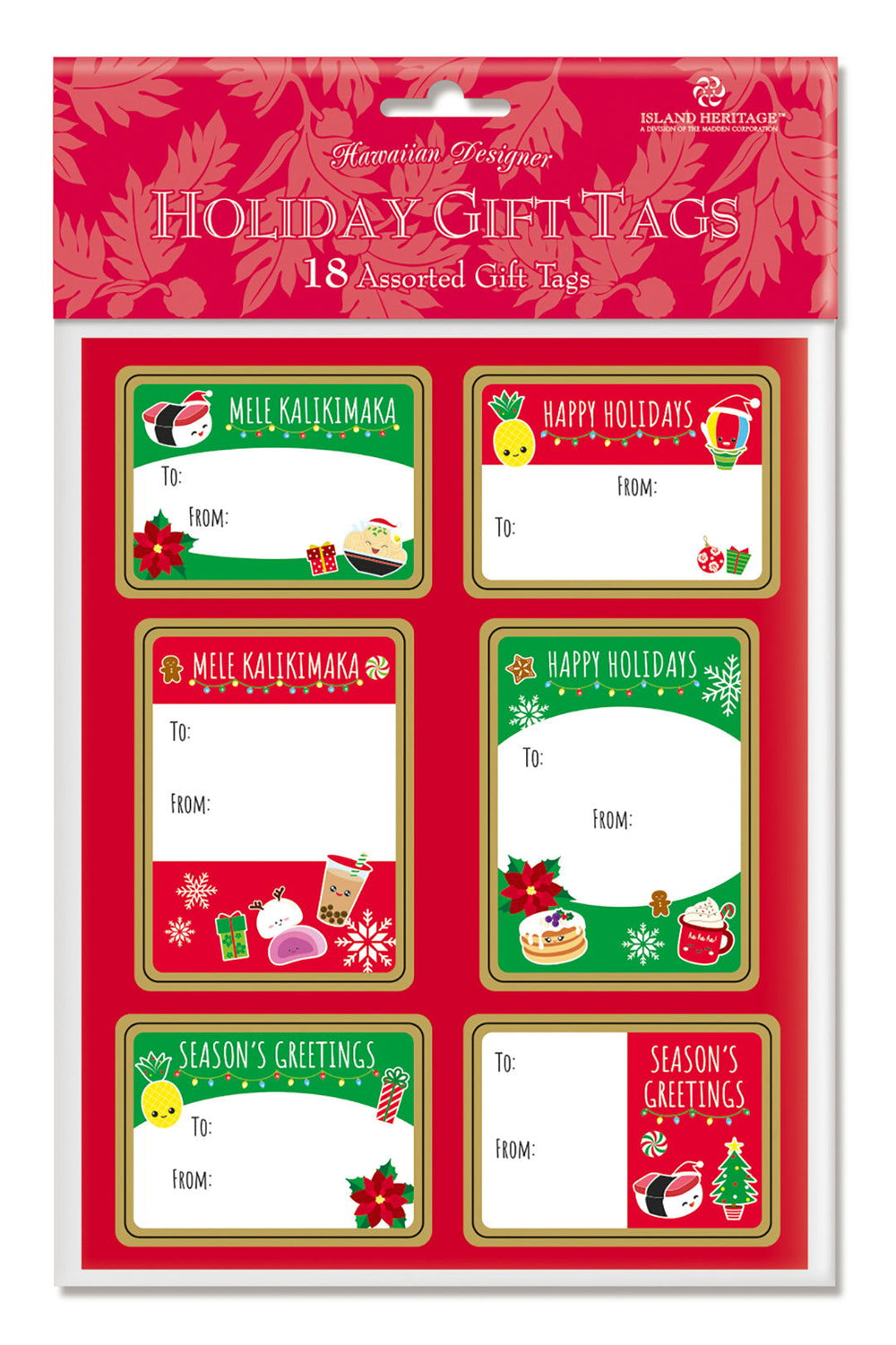Adhesive Gift Tag 18-pk, Festive Local Grindz  