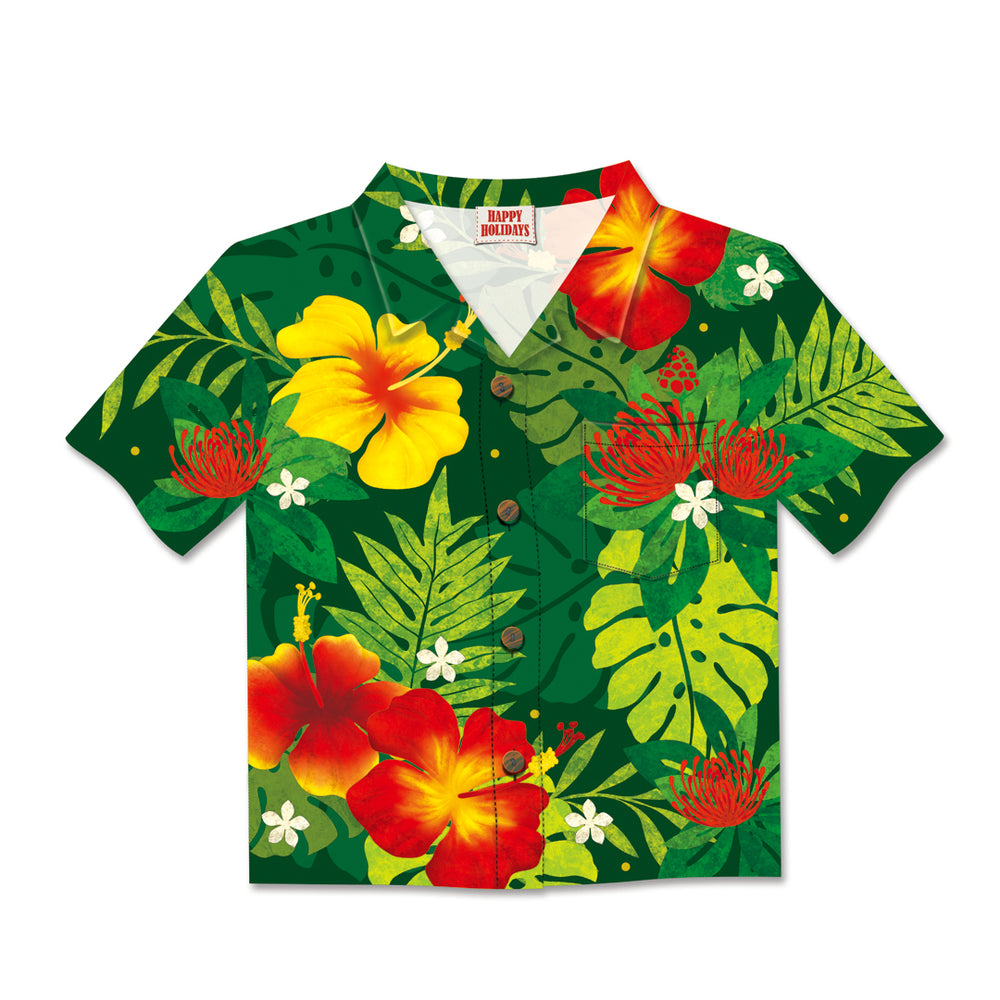 Aloha Shirt Mele Kalikimaka 8 Pack Cards, Floral Monstera