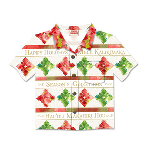 Aloha Shirt Mele Kalikimaka 8 Pack Cards, Quilted Holidays