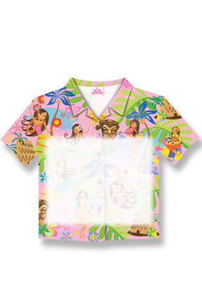 Aloha shirt-shaped Stick 'N Notes, 50 sheets, featuring the Island Hula Honeys, Too design with colorful hula dancers and tropical patterns.