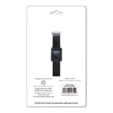 Back of white luggage tag package with black strap