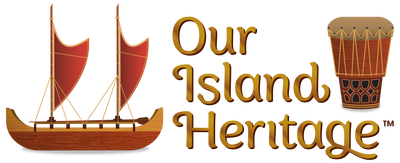 Our Island Heritage Logo with Hawaiian boat and drum.