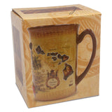A box packaging a Hawaii islands map brown mug