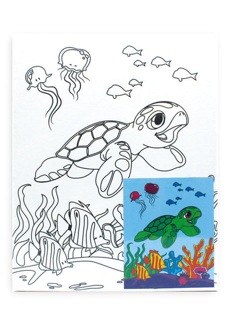 Canvas and Paint Set featuring Hawaiian sea turtle family designs for ocean-inspired artwork