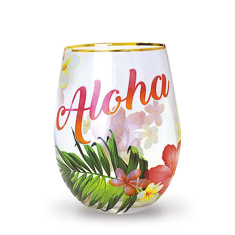 Coastal Stemless Wine Glass, Aloha Palm