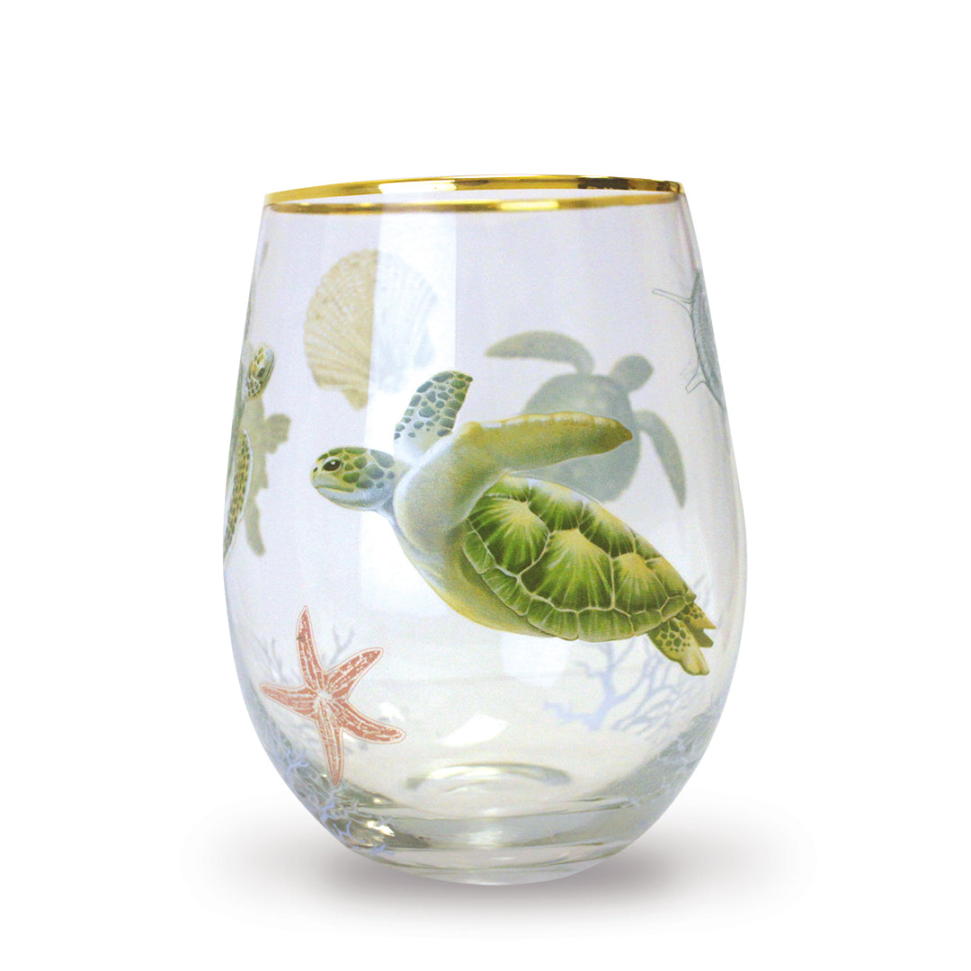 Coastal Stemless Wine Glass, Honu Voyage