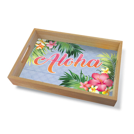 Coastal Wood Tray Large, Aloha Palm