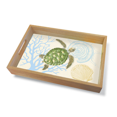 Coastal Wood Tray Large, Honu Voyage