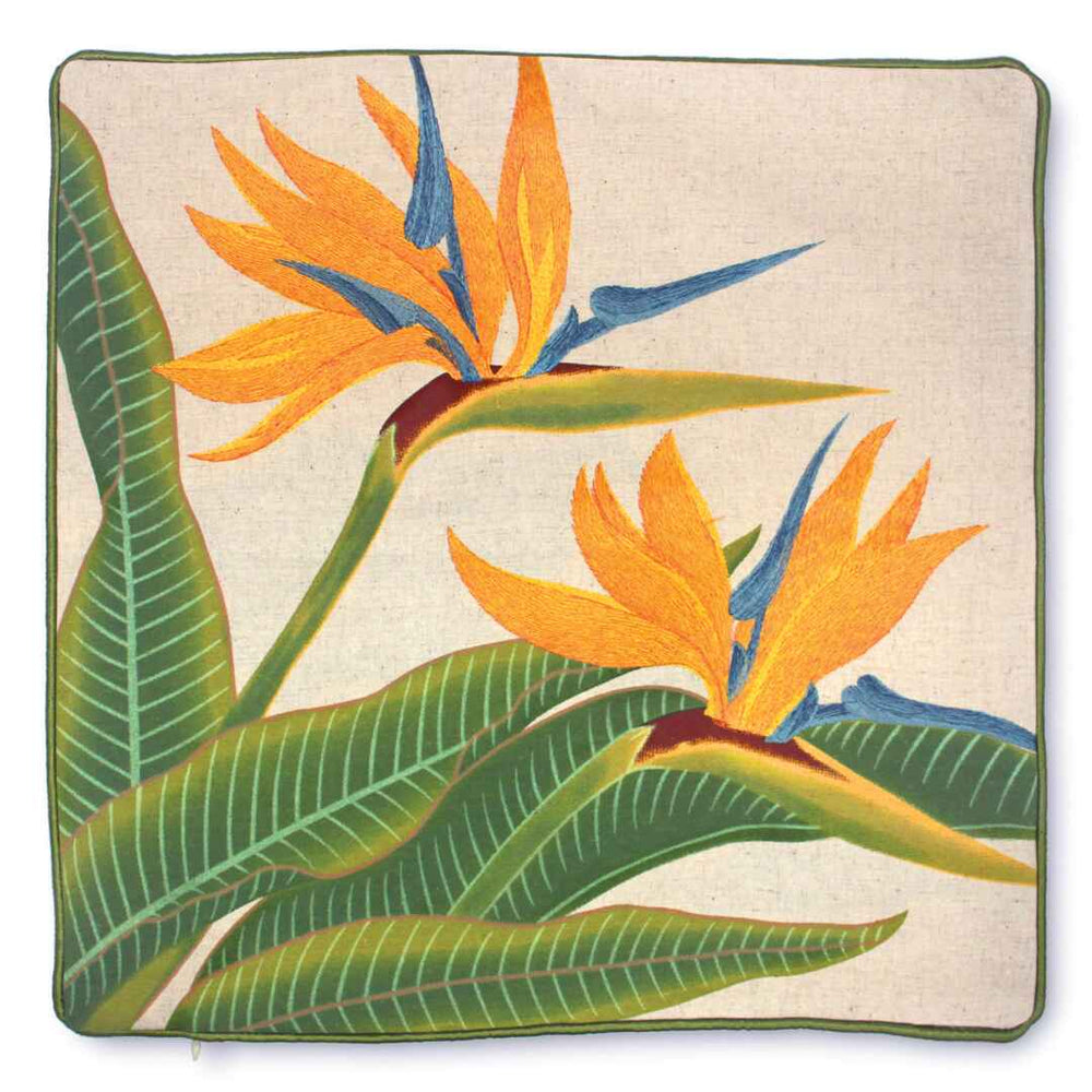 Cotton Linen 18x18 Cover, Bird of Paradise  