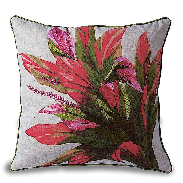 Cotton Linen 18x18 Pillow, Ti Leaf