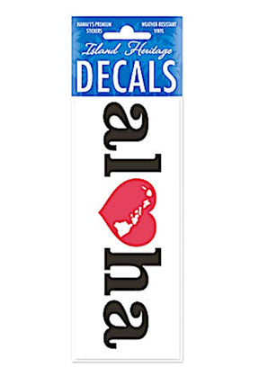 Decal Small Banner, Heart of Hawaii (Aloha) Black