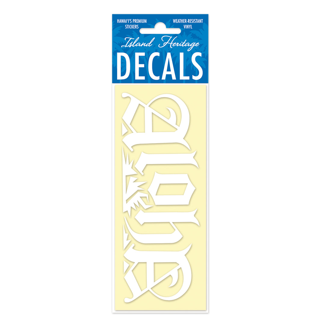 Decal Small Banner, Royal Aloha White