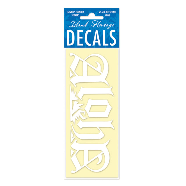 Decal Small Banner, Royal Aloha White