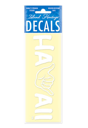 Decal Small Banner, Shaka Hawaii White