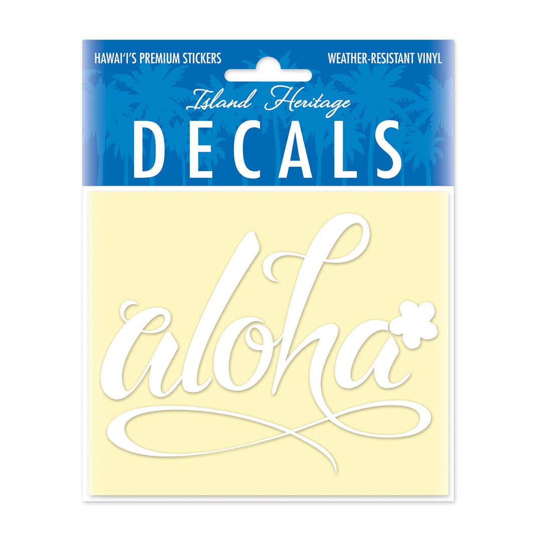 Decal Small Oblong, Aloha Floral White