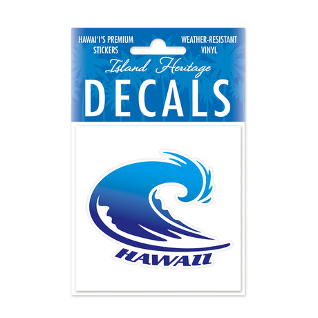 Decal Small Oblong, Hawaii Wave Blue