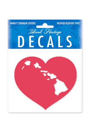 Decal Small Oblong, Heart of Hawaii (Heart) Red