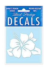Decal Square, Single Hibiscus White