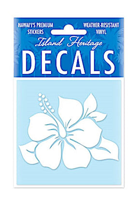 Decal Square, Single Hibiscus White