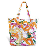 Compact and stylish foldable tote featuring a colorful Leis of Aloha floral pattern.