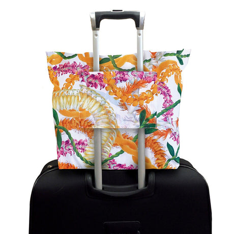 Durable and foldable tote bag showcasing the beautiful Leis of Aloha, combining convenience with Hawaiian charm.