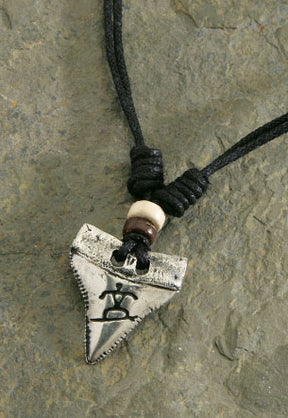 Double Strand Cord, Pewter Shark Tooth - Surfer