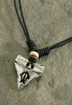 Double Strand Cord, Pewter Shark Tooth - Turtle