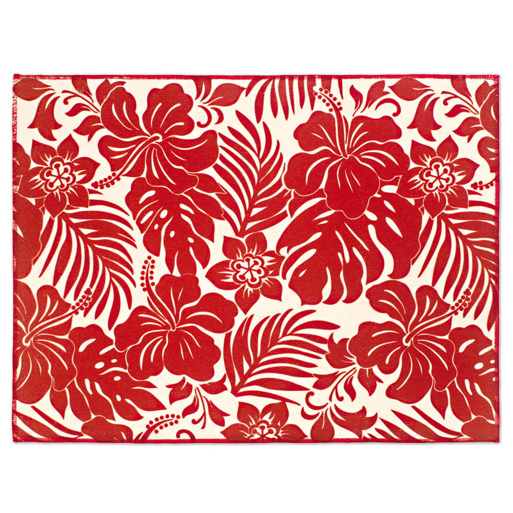 Drying Mat, Hibiscus Floral - Red  
