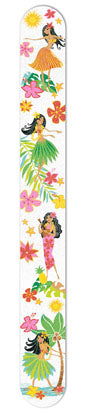 Emery board featuring the Island Hula Honeys design, showcasing vibrant illustrations of hula dancers and tropical themes, perfect for nail care.