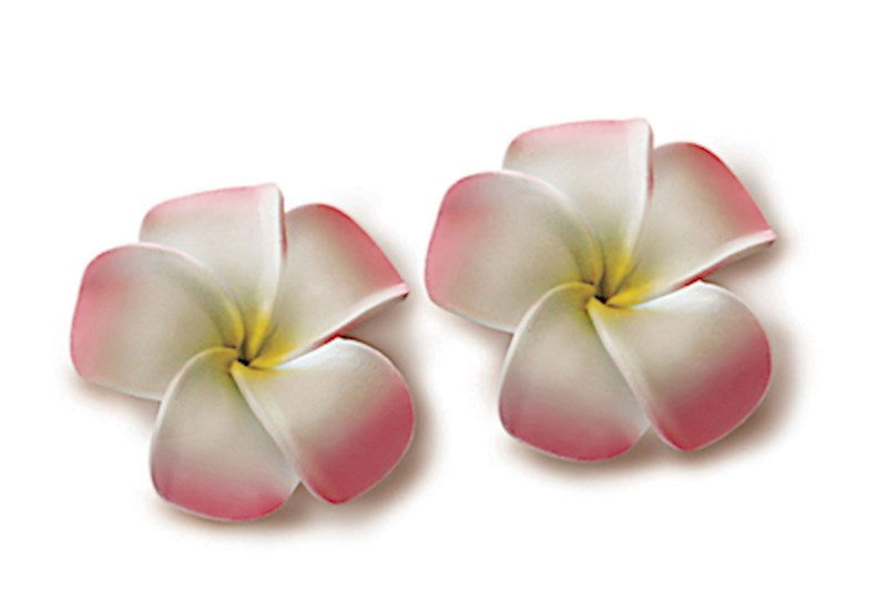 Foam Baby Plumeria Clips, Pink & White w/ Yellow 2-pk  