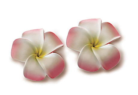 Foam Baby Plumeria Clips, Pink & White w/ Yellow 2-pk  