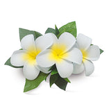 Foam Cluster Plumeria Clip, White & Yellow  