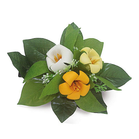 Foam Cluster Puakenikeni Clip, Orange, Yellow & White  