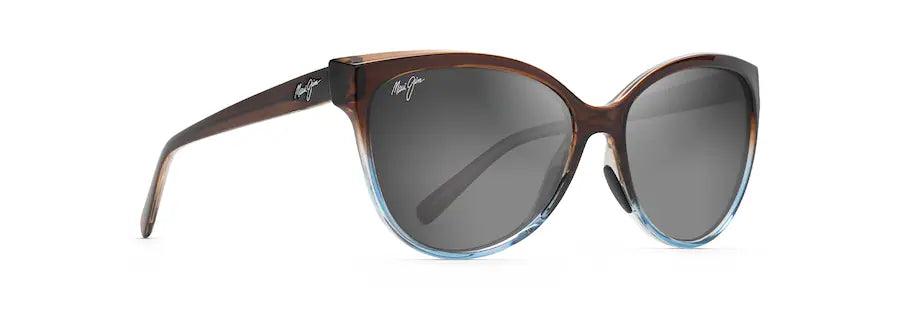 Maui Jim ʻOlu ʻOlu Translucent Dark Chocolate w/ Blue Cat Eye Polarized Sunglasses