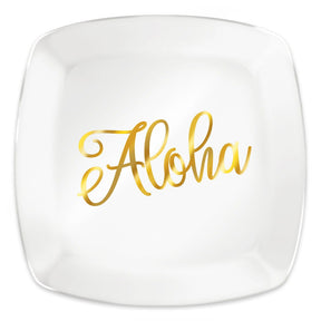 Glass Dessert Plate, Golden Aloha  
