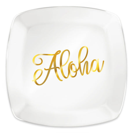 Glass Dessert Plate, Golden Aloha  