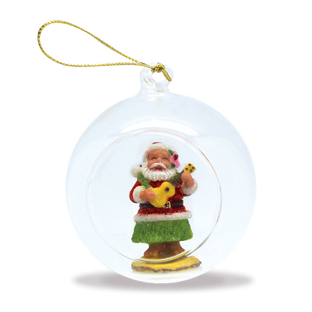 Glass Globe Ornament, Ukulele Santa