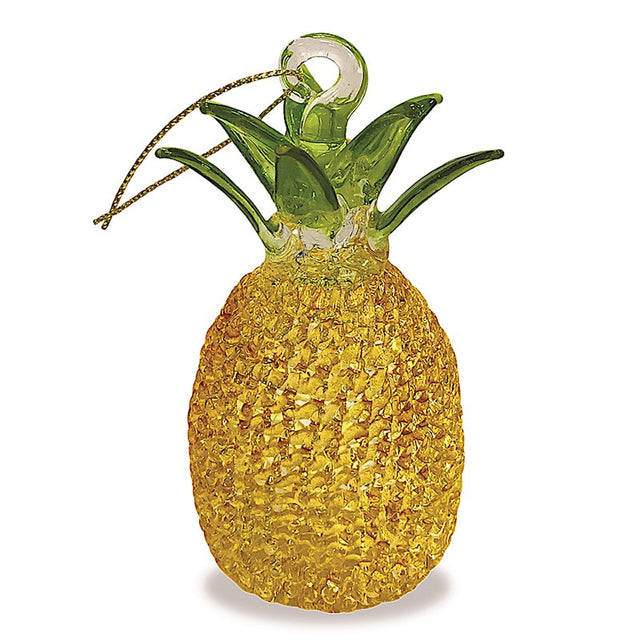 Glass Lace Ornament, Pineapple - Classic Yellow