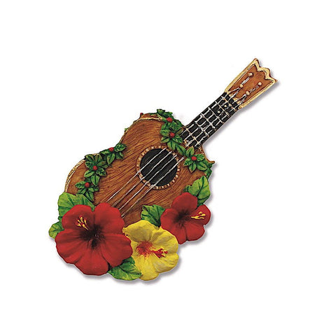 Holiday ornament featuring a Ukulele, designed with vibrant colors and intricate details, embodying a festive and musical tropical theme.