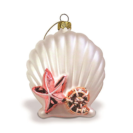 Hand-Painted Collectible Glass, Seashell Elegance - White