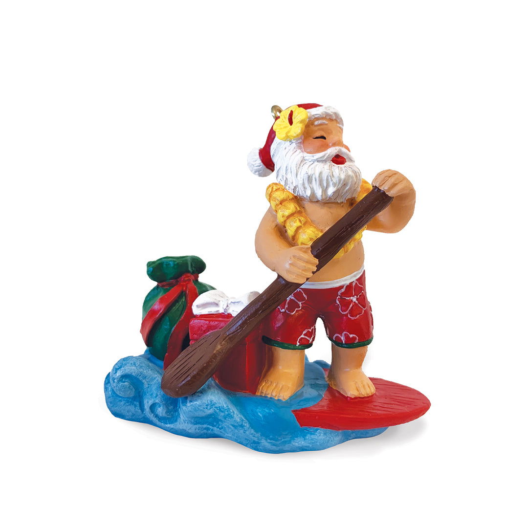 Hand Painted Ornament, Jolly Paddler Santa  NEW!