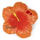 Hand Painted Polyresin Magnet, Hibiscus - Hawaii - Orange