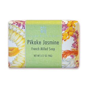 Pikake Jasmine French Milled Soap with floral design on packaging