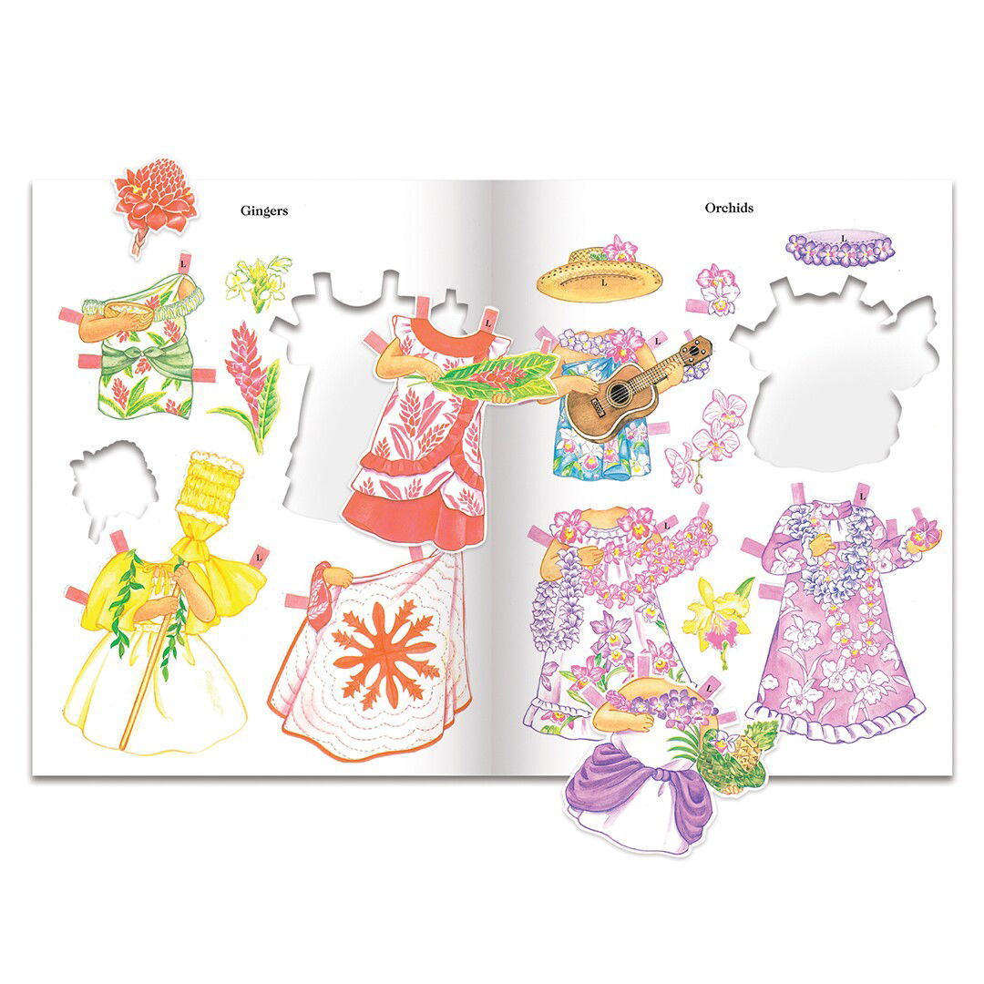 Hawaiian Flowers Paper Dolls  