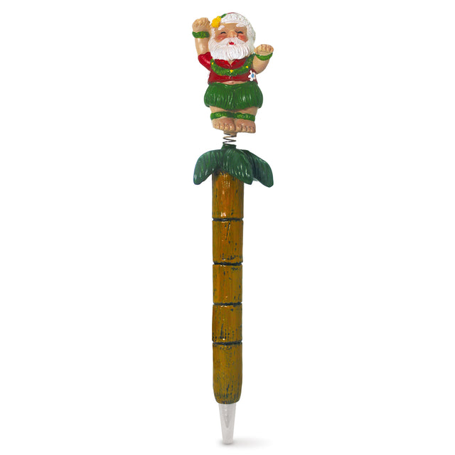 Holiday Hand-Painted Polyresin Spring Pen, Hula Santa