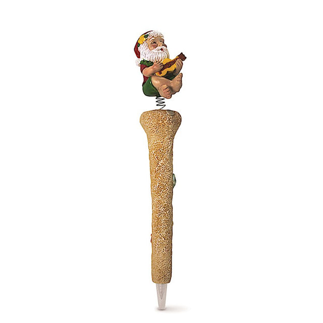 Holiday Hand-Painted Polyresin Spring Pen, Ukulele Santa