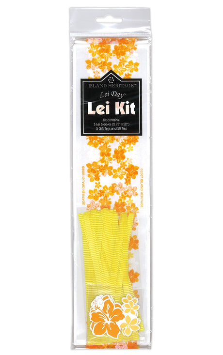 Candy Lei Kit, Hibiscus Lei in gold packaging, showcasing a stunning hibiscus flower design to make beautiful, tropical candy leis.