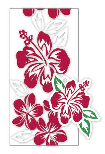 Candy Lei Kit, Hibiscus/Plumeria Panel in red, featuring bright colors and tropical floral accents, perfect for crafting your own candy lei