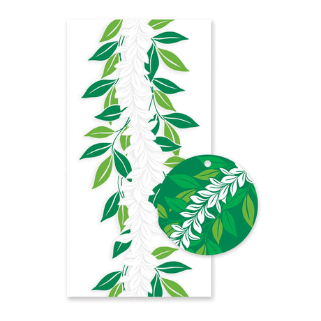 Candy Lei Kit, Maile in green, featuring Maile leaf designs and colorful candy components for creating beautiful, tropical-themed candy leis.